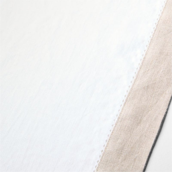 Marin 120" Natural and Cream EUROPEAN FLAX -Certified Linen Runner with Hemstitch