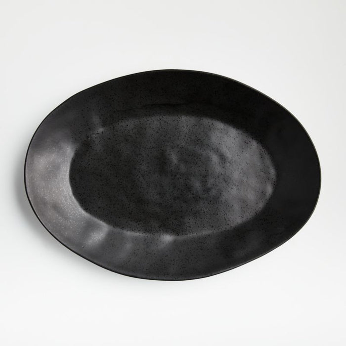 Marin Matte Black Stoneware Small Oval Platter