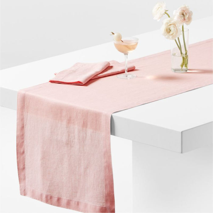 Marin 120" Spring Pink EUROPEAN FLAX -Certified Linen Table Runner