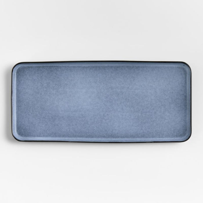 Mercer Arctic Blue Recycled Stoneware Rectangular Platter