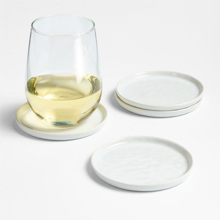 Mercer White Round Porcelain Coasters, Set of 4