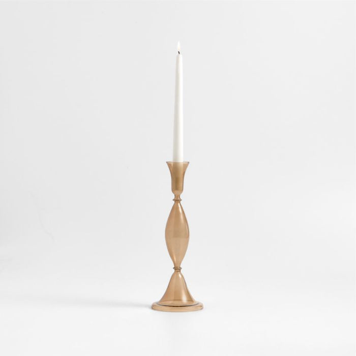 Milano Large Amber Glass Taper Candle Holder 12.5"