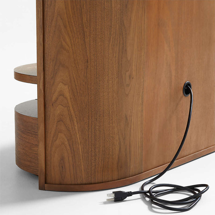 Milano Natural Walnut Wood Upholstered Queen Bed with Nightstands