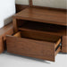 Milano Natural Walnut Wood Upholstered Queen Bed with Nightstands