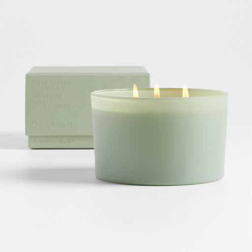 Monochrome No. 14 Matcha 3-Wick Scented Candle - Leaves, Vanilla and Sweet Grass