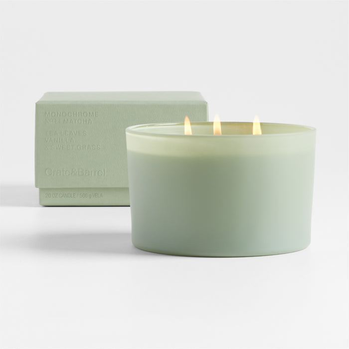 Monochrome No. 14 Matcha 3-Wick Scented Candle - Leaves, Vanilla and Sweet Grass