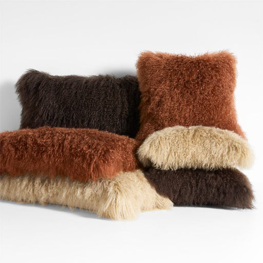 Deep Brown Mongolian Sheepskin 36x16 Throw Pillow Cover