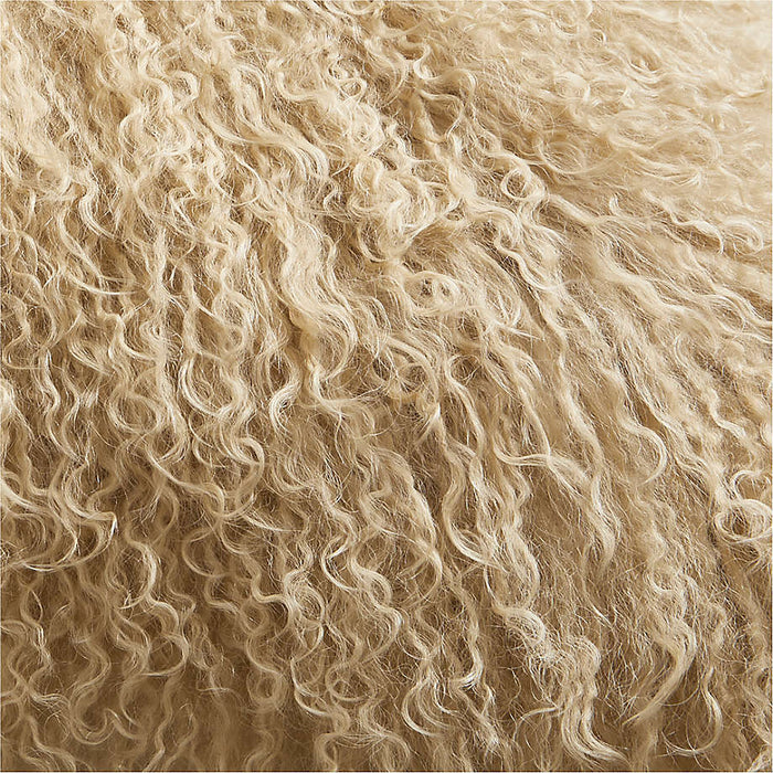 Rye Brown Mongolian Sheepskin 36"x16" Throw Pillow Cover