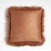 Spiced Orange Mongolian Sheepskin 20"x20" Throw Pillow Cover