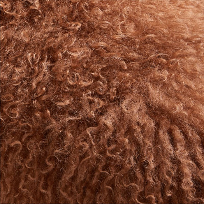 Spiced Orange Mongolian Sheepskin 20"x20" Throw Pillow Cover