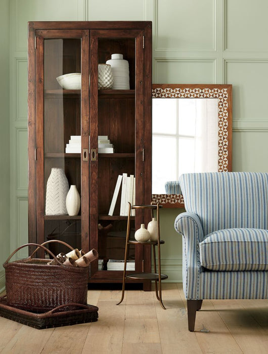 Morris 36" Chocolate Brown Wood and Glass Bookcase Cabinet