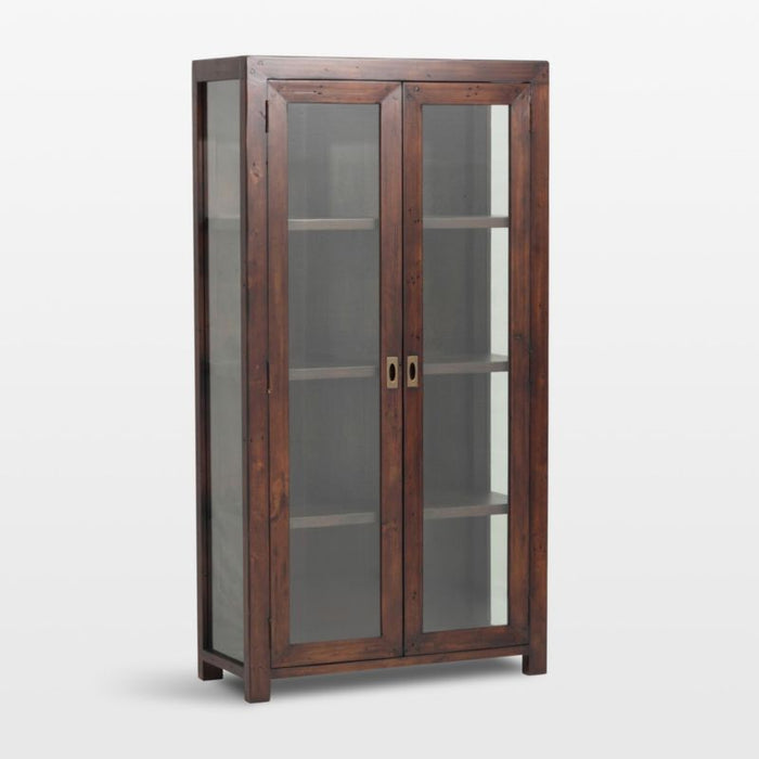 Morris 36" Chocolate Brown Wood and Glass Bookcase Cabinet