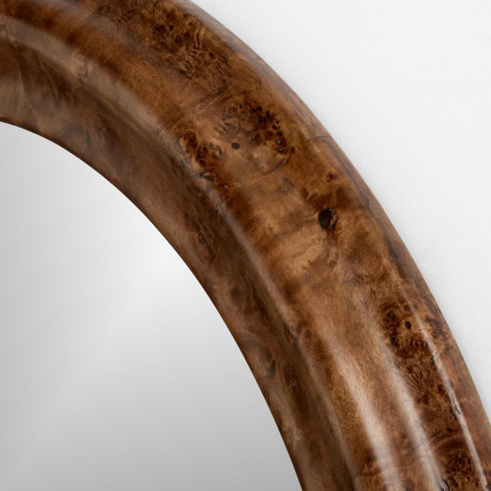 Mota Dark Burl Wood Round Wall Mirror