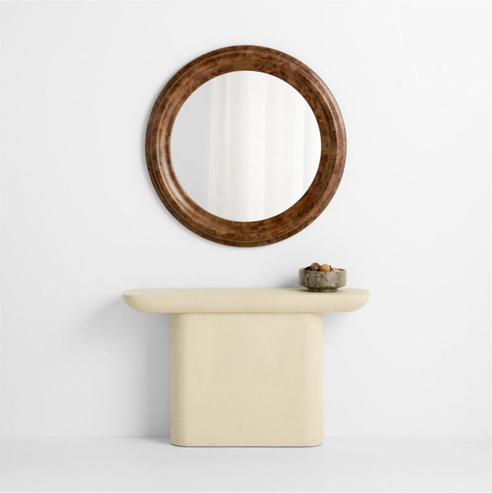 Mota Dark Burl Wood Round Wall Mirror