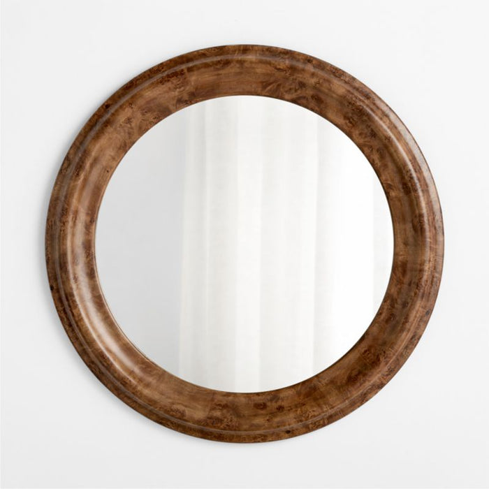 Mota Dark Burl Wood Round Wall Mirror