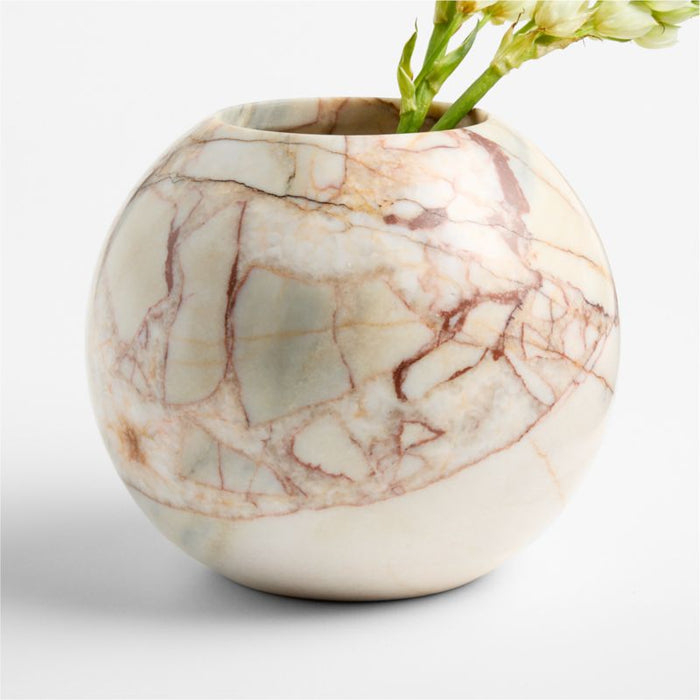 Marble Round Ball Vase 7"
