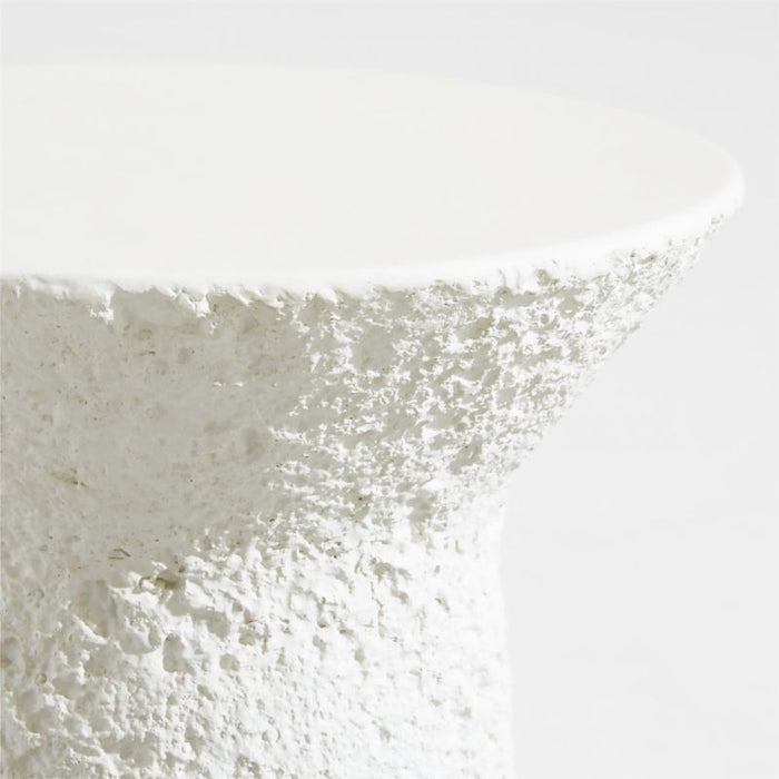 Nayarit 14" White Round Concrete Indoor/Outdoor Side Table
