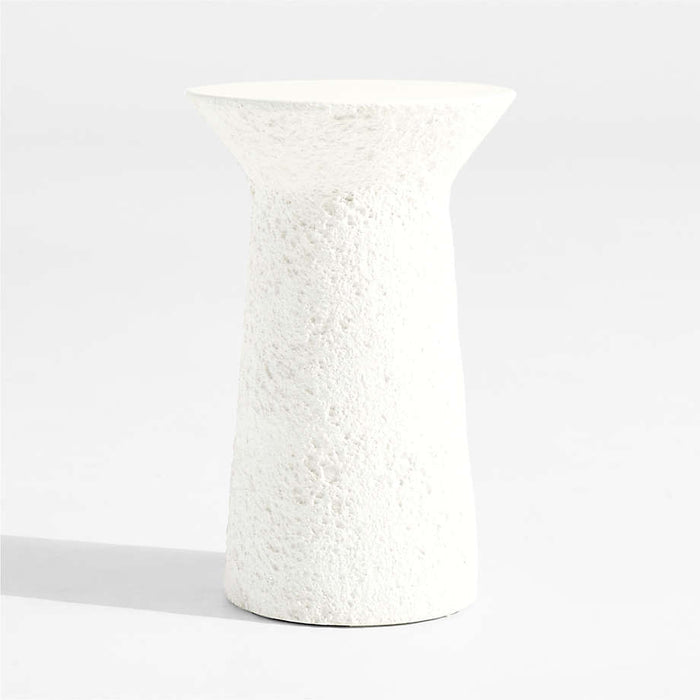 Nayarit 14" White Round Concrete Indoor/Outdoor Side Table