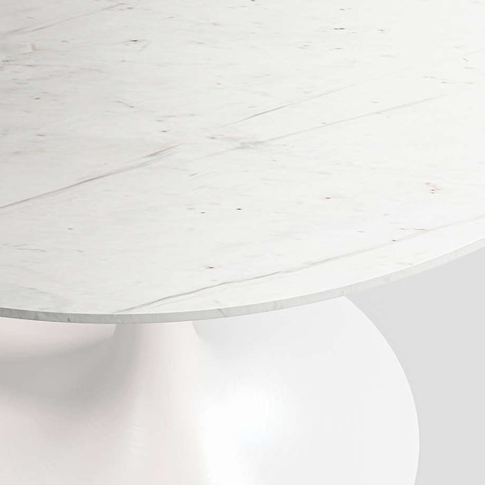 Nero 48" White Marble and White Metal Round Bistro Dining Table