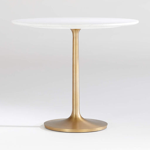 Nero 36" Round White Marble Dining Table with Brass Base