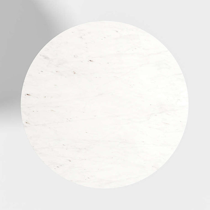 Nero 48" White Marble and White Metal Round Bistro Dining Table