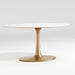 Nero 36" Round White Marble Dining Table with Brass Base