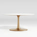 Nero 36" Round White Marble Dining Table with Brass Base
