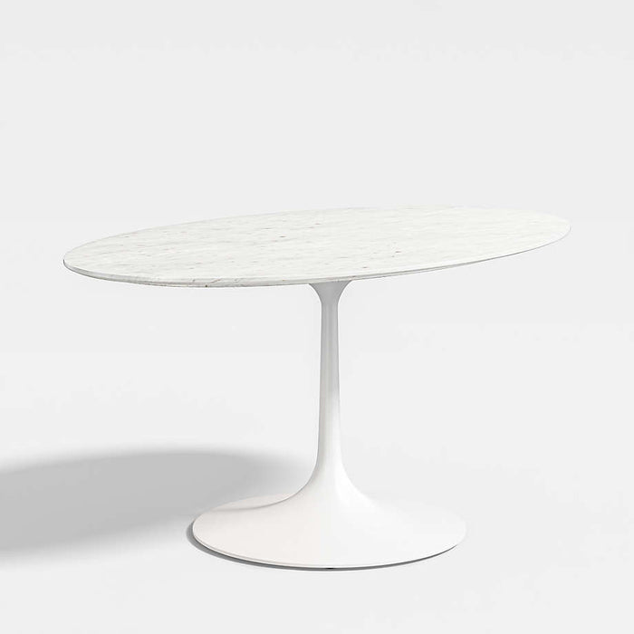 Nero 48" White Marble and White Metal Round Bistro Dining Table