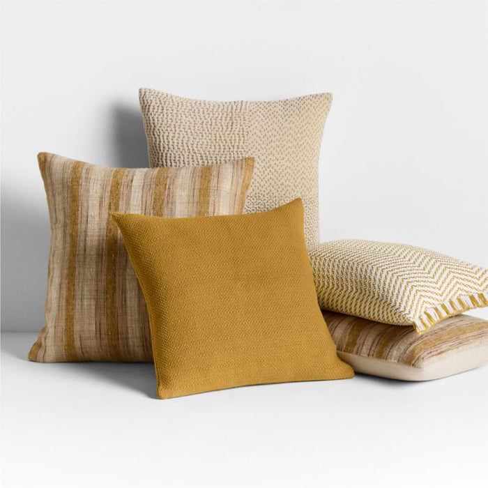Gracinha Zigzag Fringe Organic Cotton 22"x15" Moroccan Ocher Throw Pillow Cover