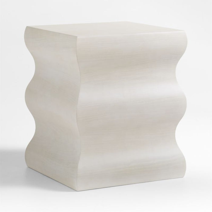 Onda Whitewashed Oak Wood Side Table