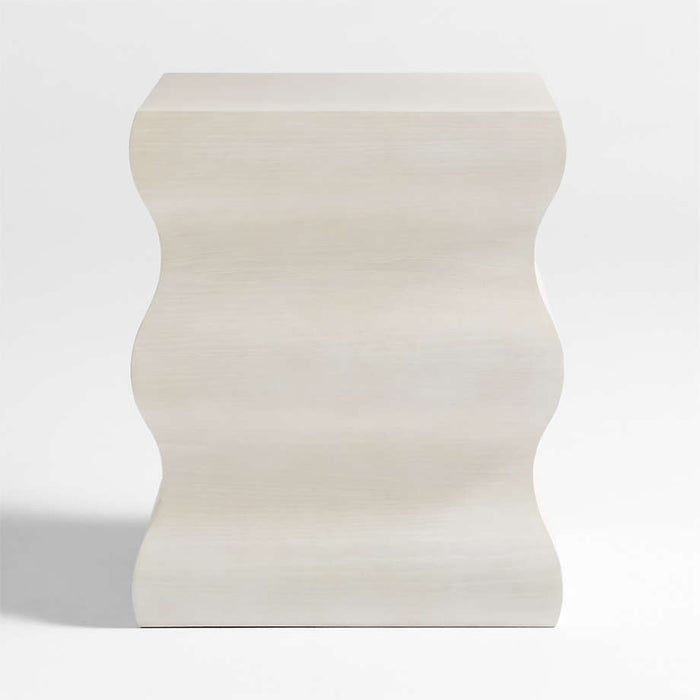 Onda Whitewashed Oak Wood Side Table