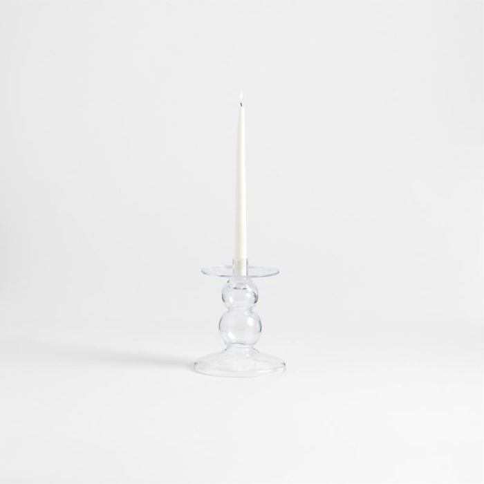 Ophelia Small Clear Glass Taper Holder 7.67"
