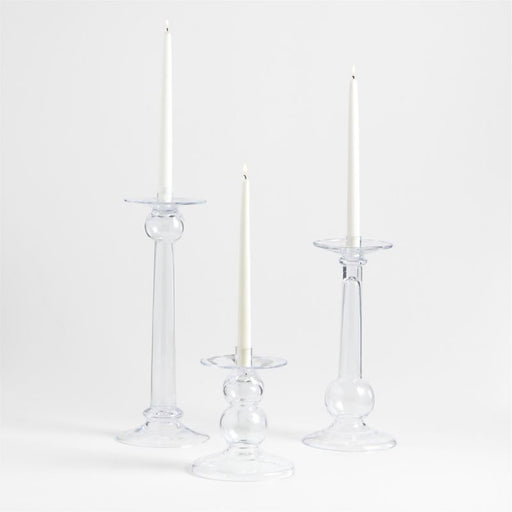 Ophelia Small Clear Glass Taper Holder 7.67"