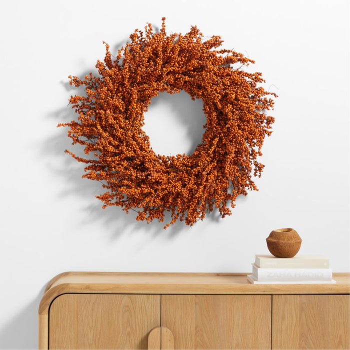 Faux Orange Mini Berry Wreath 32"