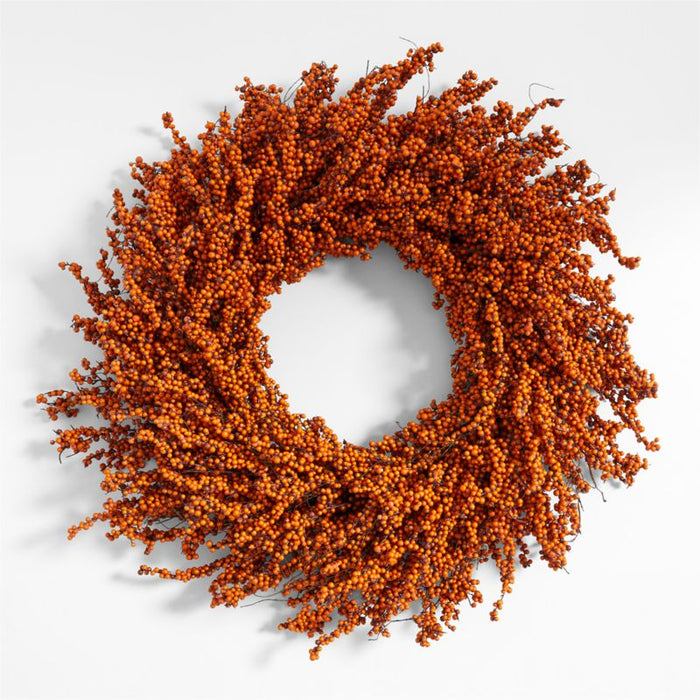 Faux Orange Mini Berry Wreath 32"