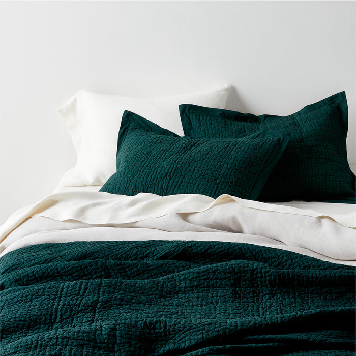 Celeste Organic Spruce Green Solid Quilt King