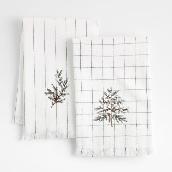 Organic Cotton Holiday Pine Green Tree Hand Towel