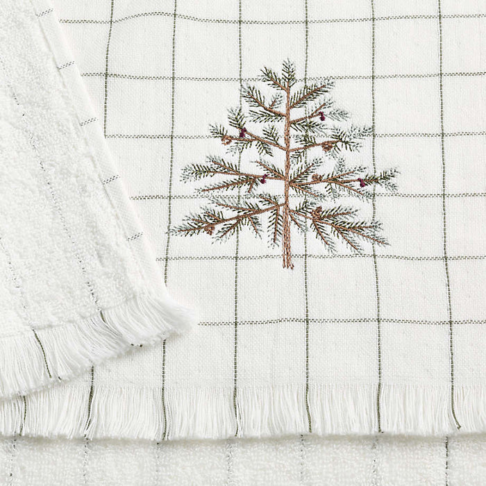 Organic Cotton Holiday Pine Green Tree Hand Towel