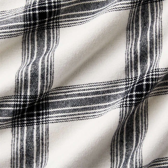 Organic Flannel Black and White Plaid Queen Sheet Set