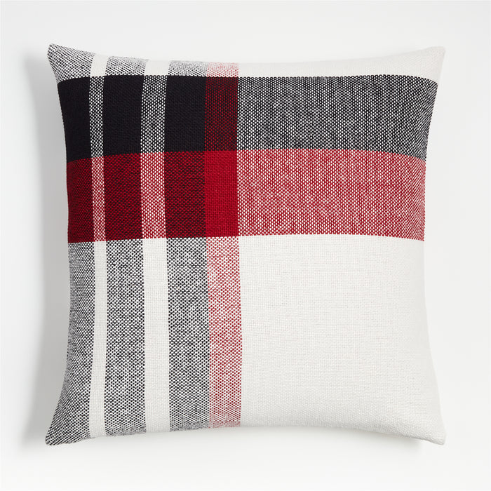 23'' Organic Holiday Plaid Red Pillow Cover