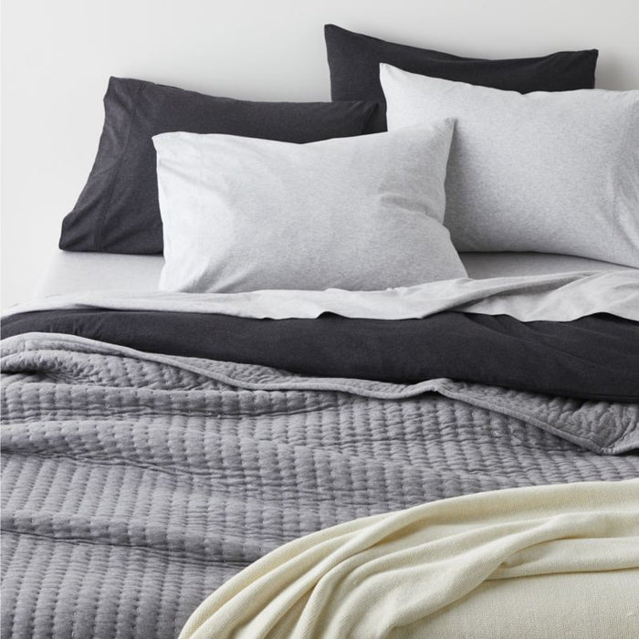 Cozysoft Organic Cotton Jersey Light Grey Full Bed Sheet Set