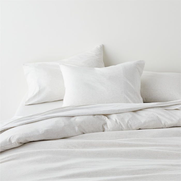 Cozysoft Organic Cotton Jersey Heathered Ivory Queen Bed Sheet Set