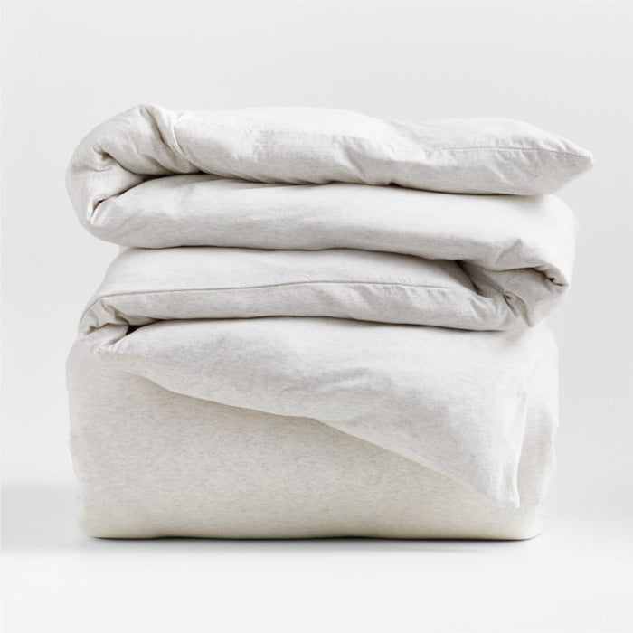 Cozysoft Organic Cotton Jersey Heathered Ivory King Duvet Cover