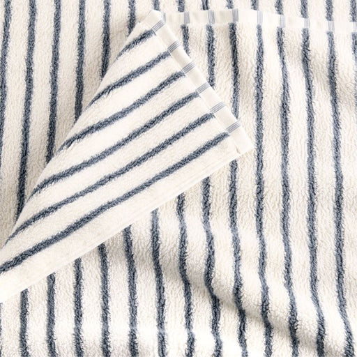 Organic Turkish Cotton Pampas Ivory and Evening Blue Stripe Bath Towel