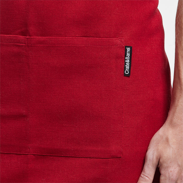 Oslo Red Organic Cotton Apron with Pockets