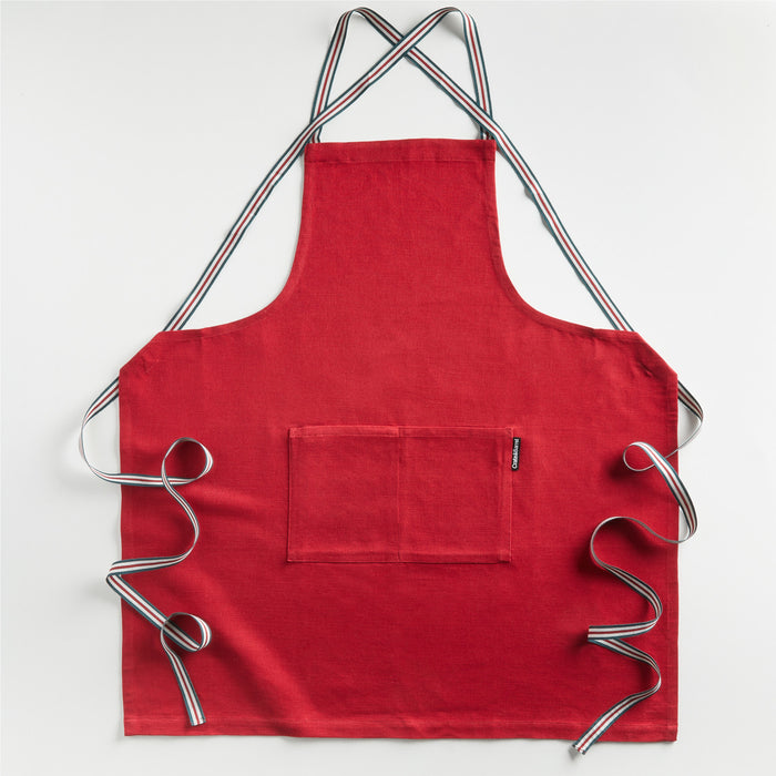 Oslo Red Organic Cotton Apron with Pockets