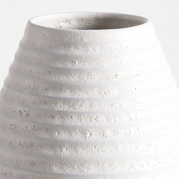 Otsu Tall White Ceramic Textured Vase 16"