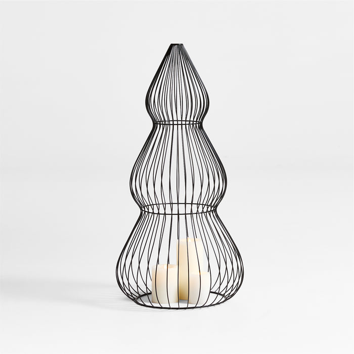 Outdoor Black Metal Wire Christmas Tree Decoration 3'