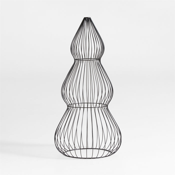 Outdoor Black Metal Wire Christmas Tree Decoration 3'