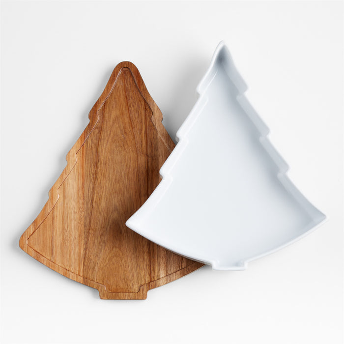 Holiday Tree Oven-to-Table Casserole Dish with Wood Trivet